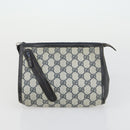 GUCCI GG Supreme Clutch Bag PVC Leather 4 Set Beige Black Auth 156746-20