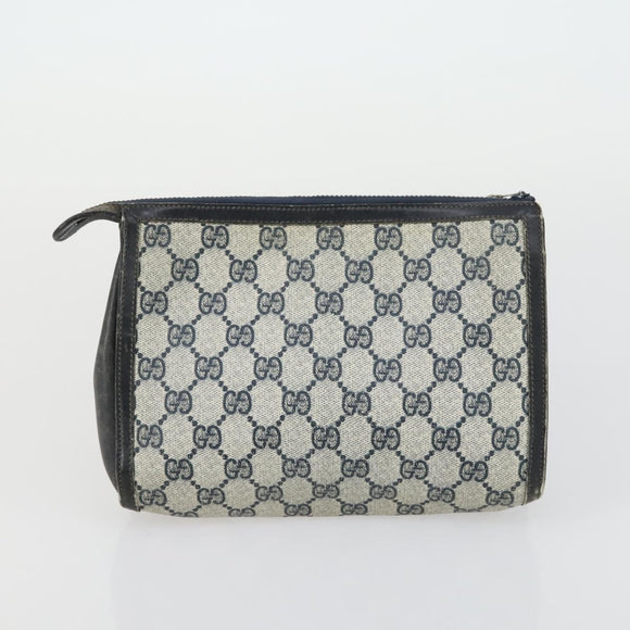 GUCCI GG Supreme Clutch Bag PVC Leather 4 Set Beige Black Auth 156746