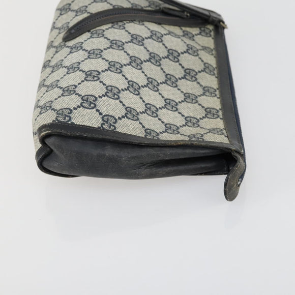 GUCCI GG Supreme Clutch Bag PVC Leather 4 Set Beige Black Auth 156746