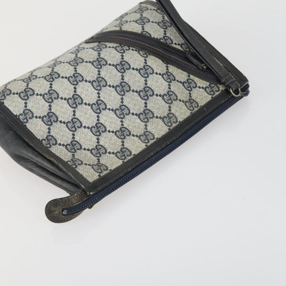 GUCCI GG Supreme Clutch Bag PVC Leather 4 Set Beige Black Auth 156746