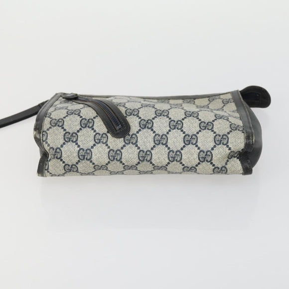 GUCCI GG Supreme Clutch Bag PVC Leather 4 Set Beige Black Auth 156746