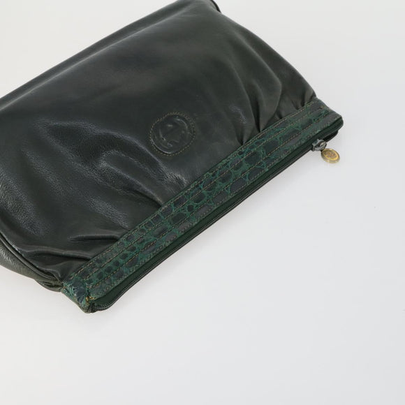 GUCCI GG Supreme Clutch Bag PVC Leather 4 Set Beige Black Auth 156746