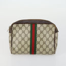 GUCCI GG Supreme Clutch Bag PVC Leather 4 Set Beige Black Auth 156746-8