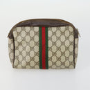 GUCCI GG Supreme Clutch Bag PVC Leather 4 Set Beige Black Auth 156746-9