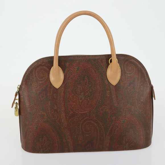 ETRO Paisley Hand Bag PVC 2 Set Brown Auth 156748