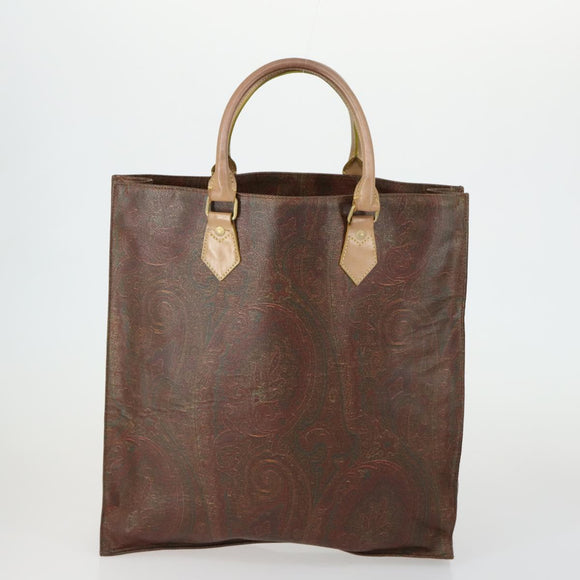 ETRO Paisley Hand Bag PVC 2 Set Brown Auth 156748