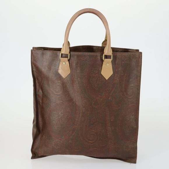 ETRO Paisley Hand Bag PVC 2 Set Brown Auth 156748