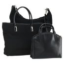 GUCCI Hand Bag Leather Nylon 3 Set Black Auth 156749-1