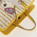 GUCCI Tote Bag Canvas Yellow Silver 605614 Auth 156781M-6