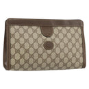 GUCCI GG Supreme Clutch Bag PVC Leather Beige 014 89 0192 Auth 156783-1