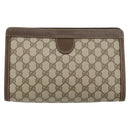 GUCCI GG Supreme Clutch Bag PVC Leather Beige 014 89 0192 Auth 156783-3