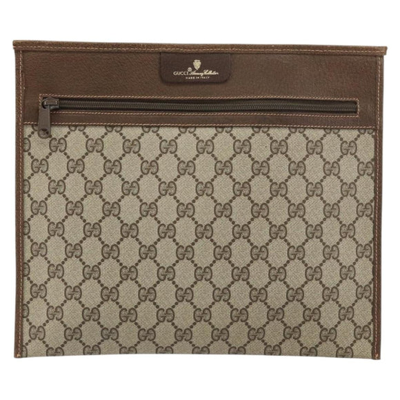 GUCCI GG Supreme Clutch Bag PVC Leather Beige 39 02 091 Auth 156785