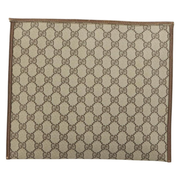 GUCCI GG Supreme Clutch Bag PVC Leather Beige 39 02 091 Auth 156785