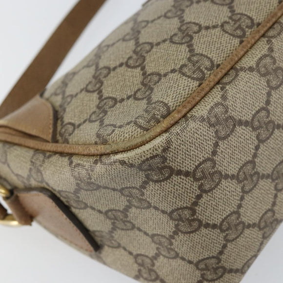 GUCCI GG Supreme Shoulder Bag PVC Leather Beige Gold Auth 156786