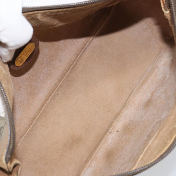 GUCCI GG Supreme Shoulder Bag PVC Leather Beige Gold Auth 156786