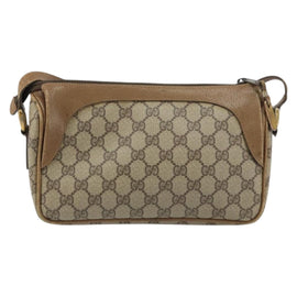 GUCCI GG Supreme Shoulder Bag PVC Leather Beige Gold Auth 156786 - 0