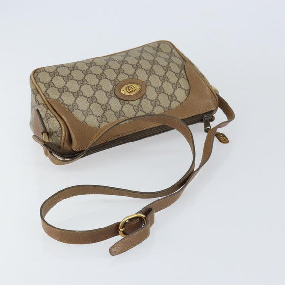 GUCCI GG Supreme Shoulder Bag PVC Leather Beige Gold Auth 156786