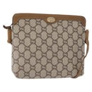 GUCCI GG Plus Supreme Shoulder Bag PVC Leather Beige Gold Auth 156788-1