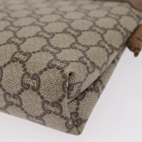 GUCCI GG Plus Supreme Shoulder Bag PVC Leather Beige Gold Auth 156788