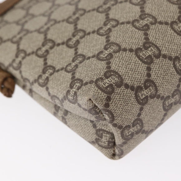 GUCCI GG Plus Supreme Shoulder Bag PVC Leather Beige Gold Auth 156788