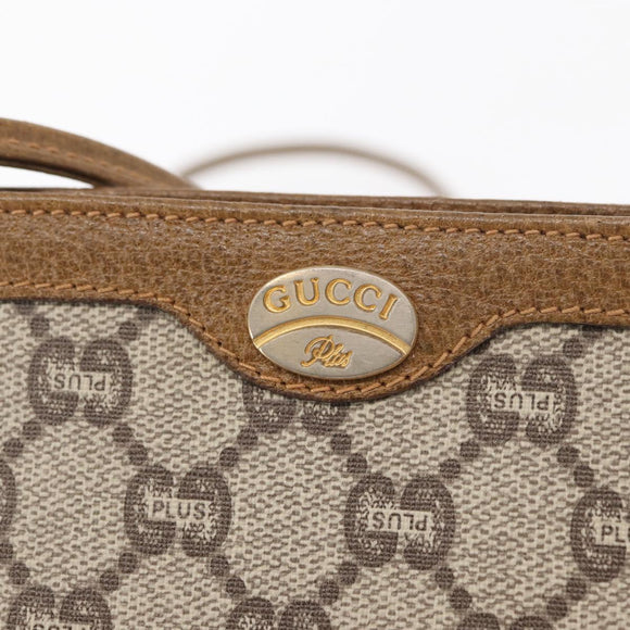 GUCCI GG Plus Supreme Shoulder Bag PVC Leather Beige Gold Auth 156788