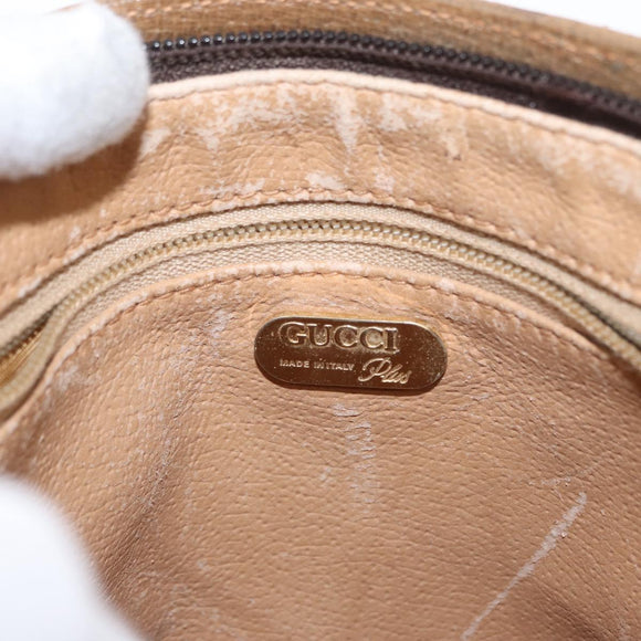 GUCCI GG Plus Supreme Shoulder Bag PVC Leather Beige Gold Auth 156788