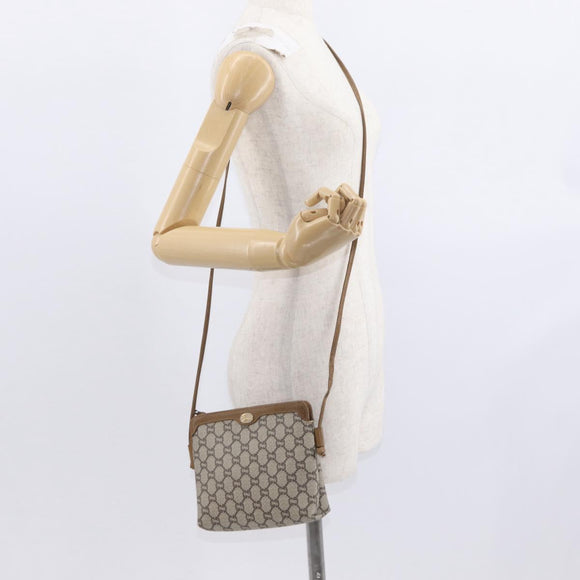 GUCCI GG Plus Supreme Shoulder Bag PVC Leather Beige Gold Auth 156788