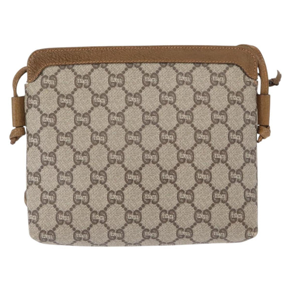 GUCCI GG Plus Supreme Shoulder Bag PVC Leather Beige Gold Auth 156788