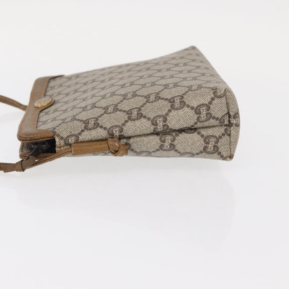 GUCCI GG Plus Supreme Shoulder Bag PVC Leather Beige Gold Auth 156788