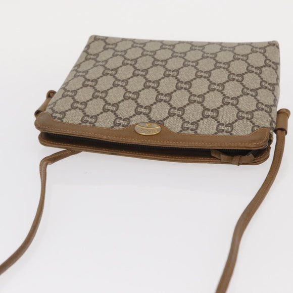 GUCCI GG Plus Supreme Shoulder Bag PVC Leather Beige Gold Auth 156788
