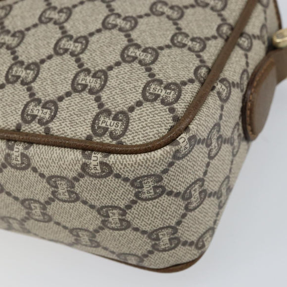 GUCCI GG Plus Supreme Shoulder Bag PVC Leather Beige Gold Auth 156789
