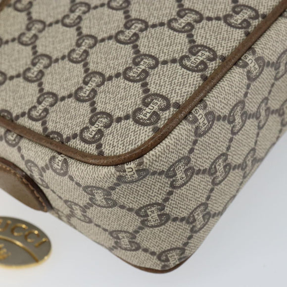 GUCCI GG Plus Supreme Shoulder Bag PVC Leather Beige Gold Auth 156789