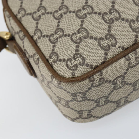 GUCCI GG Plus Supreme Shoulder Bag PVC Leather Beige Gold Auth 156789