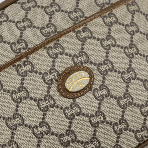 GUCCI GG Plus Supreme Shoulder Bag PVC Leather Beige Gold Auth 156789