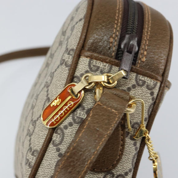 GUCCI GG Plus Supreme Shoulder Bag PVC Leather Beige Gold Auth 156789