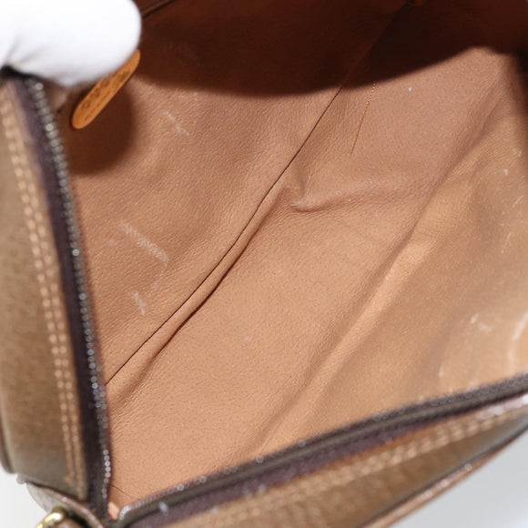 GUCCI GG Plus Supreme Shoulder Bag PVC Leather Beige Gold Auth 156789