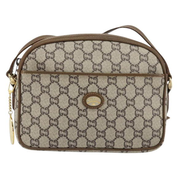 GUCCI GG Plus Supreme Shoulder Bag PVC Leather Beige Gold Auth 156789