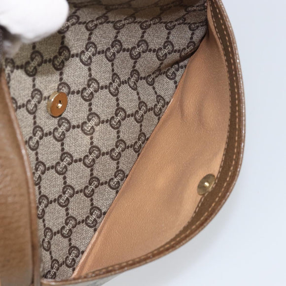 GUCCI GG Plus Supreme Shoulder Bag PVC Leather Beige Gold Auth 156789