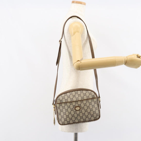 GUCCI GG Plus Supreme Shoulder Bag PVC Leather Beige Gold Auth 156789