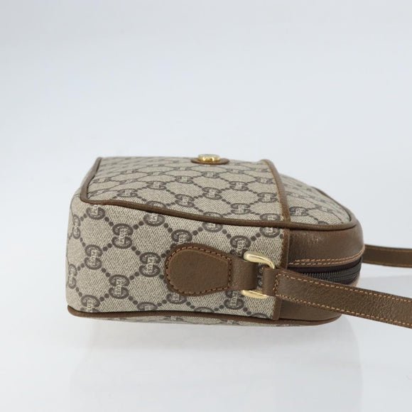 GUCCI GG Plus Supreme Shoulder Bag PVC Leather Beige Gold Auth 156789