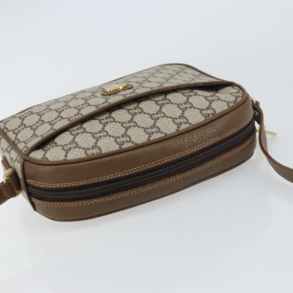GUCCI GG Plus Supreme Shoulder Bag PVC Leather Beige Gold Auth 156789
