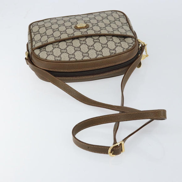 GUCCI GG Plus Supreme Shoulder Bag PVC Leather Beige Gold Auth 156789