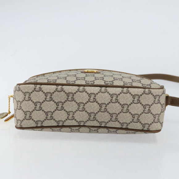 GUCCI GG Plus Supreme Shoulder Bag PVC Leather Beige Gold Auth 156789