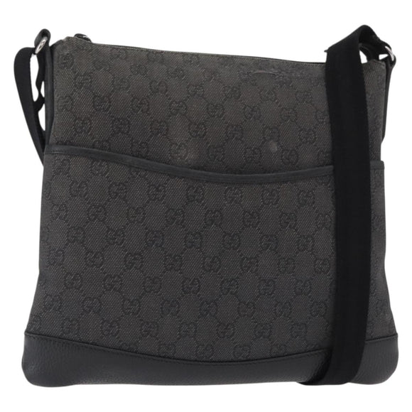 GUCCI GG Canvas Shoulder Bag Black Silver 374414 Auth 156793