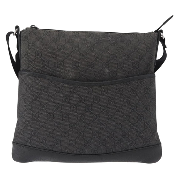 GUCCI GG Canvas Shoulder Bag Black Silver 374414 Auth 156793