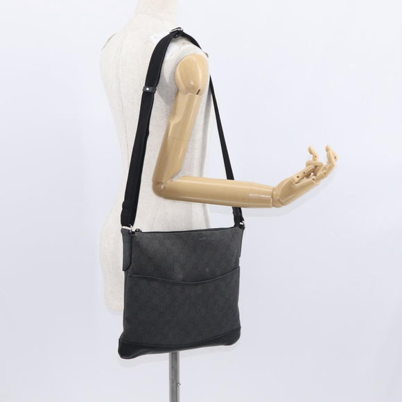 GUCCI GG Canvas Shoulder Bag Black Silver 374414 Auth 156793