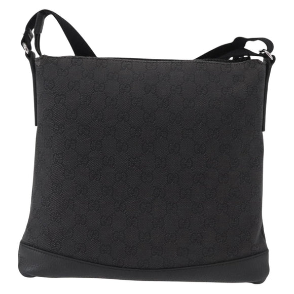 GUCCI GG Canvas Shoulder Bag Black Silver 374414 Auth 156793