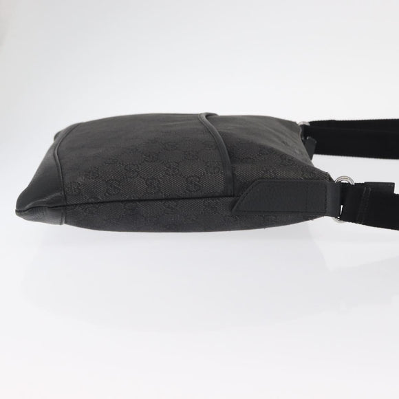 GUCCI GG Canvas Shoulder Bag Black Silver 374414 Auth 156793
