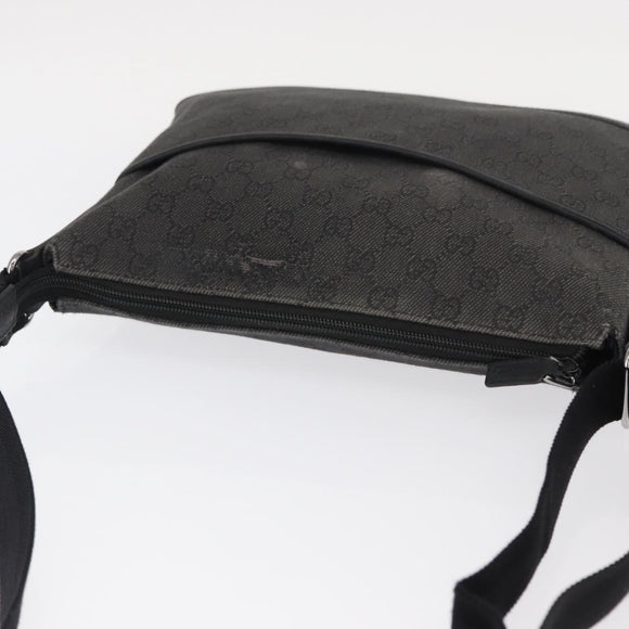 GUCCI GG Canvas Shoulder Bag Black Silver 374414 Auth 156793