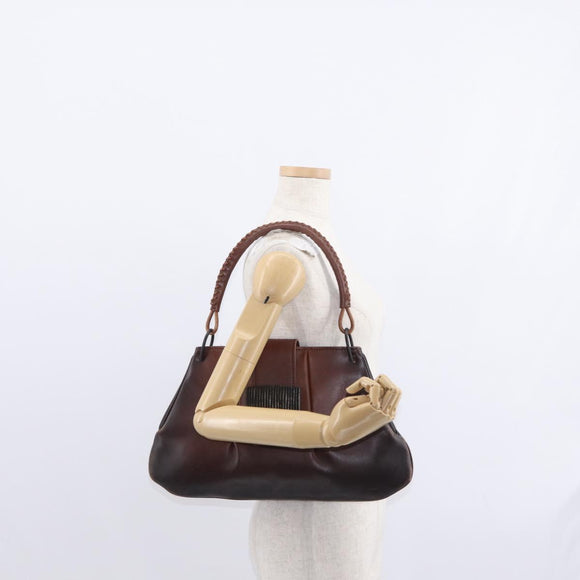 GUCCI Shoulder Bag Leather Brown 105374 Auth 156795